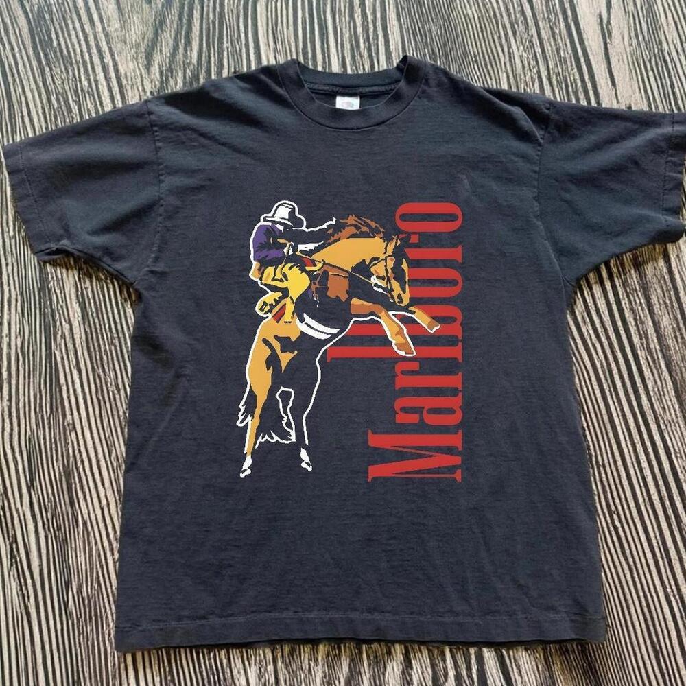 Gildan Men Black T-Shirt, Black Wrangler Cowboy Graphic Tee .